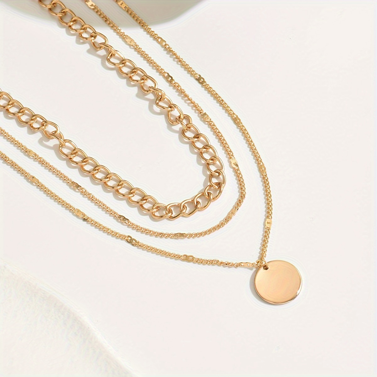 Layered Round Pendant Necklace for Women