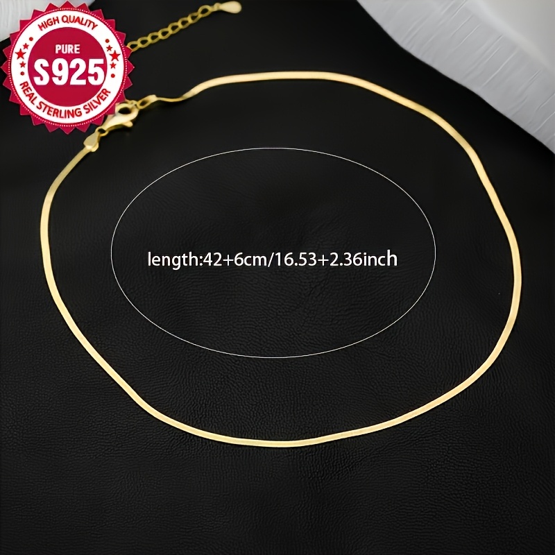 Women's 925 Silver Plain Chain Single Strand Necklace