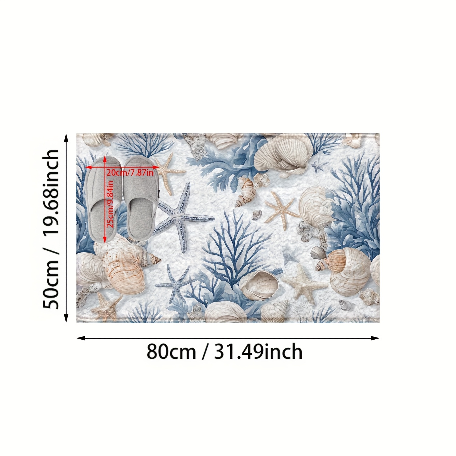 TEMU 1pc A Non-slip Mat Featuring A Starfish Design, Made From Imitation Cashmere Material. This Plush Decorative Mat Used In The Bathroom, As A