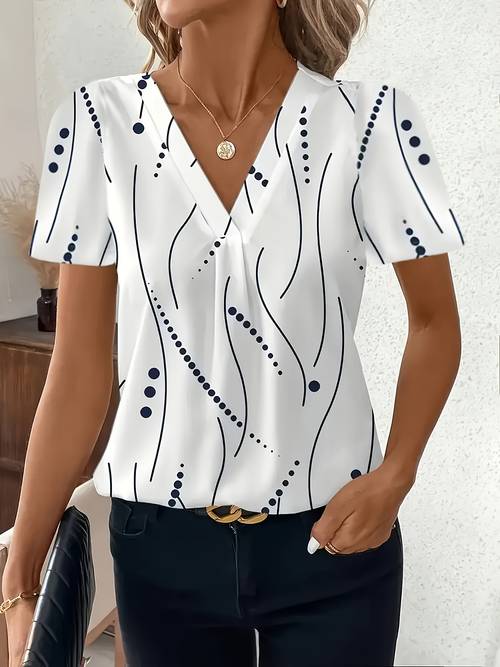 große größen - große größen - europäische und amerikanische cross-border fashion casual bedrucktes v-ausschnitt kurzarm t-shirt große größen damenbekleidung