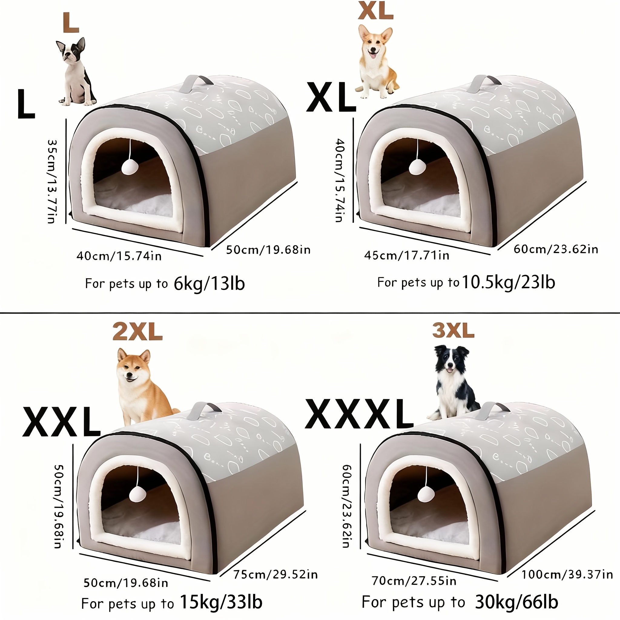 Groot Huisdierhuis, Extra Groot Ruimte, Zacht en Comfortabel, Multifunctioneel, Geschikt voor Alle Seizoenen, Huisdierbed, Hondenhuis, Kattenhol, Twee-in-één, Warm, Verwijderbaar