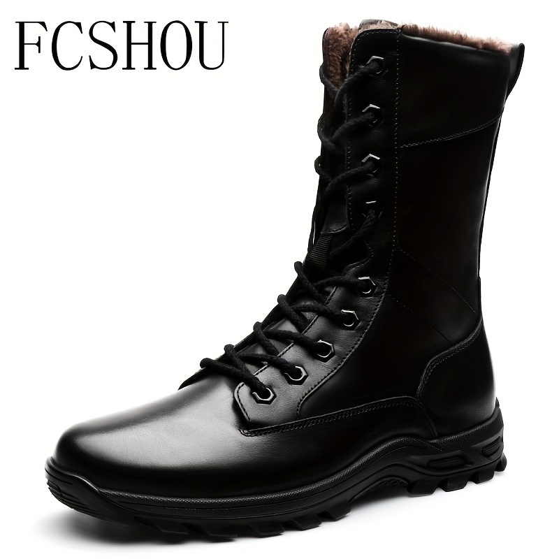 *'s Vintage Casual *-Calf Boots - * Zipper Closure, Rubber Sole & PU Lined, Genuine Leather Upper for Vacation & Casual Attire - Black, Sleek Boot Design