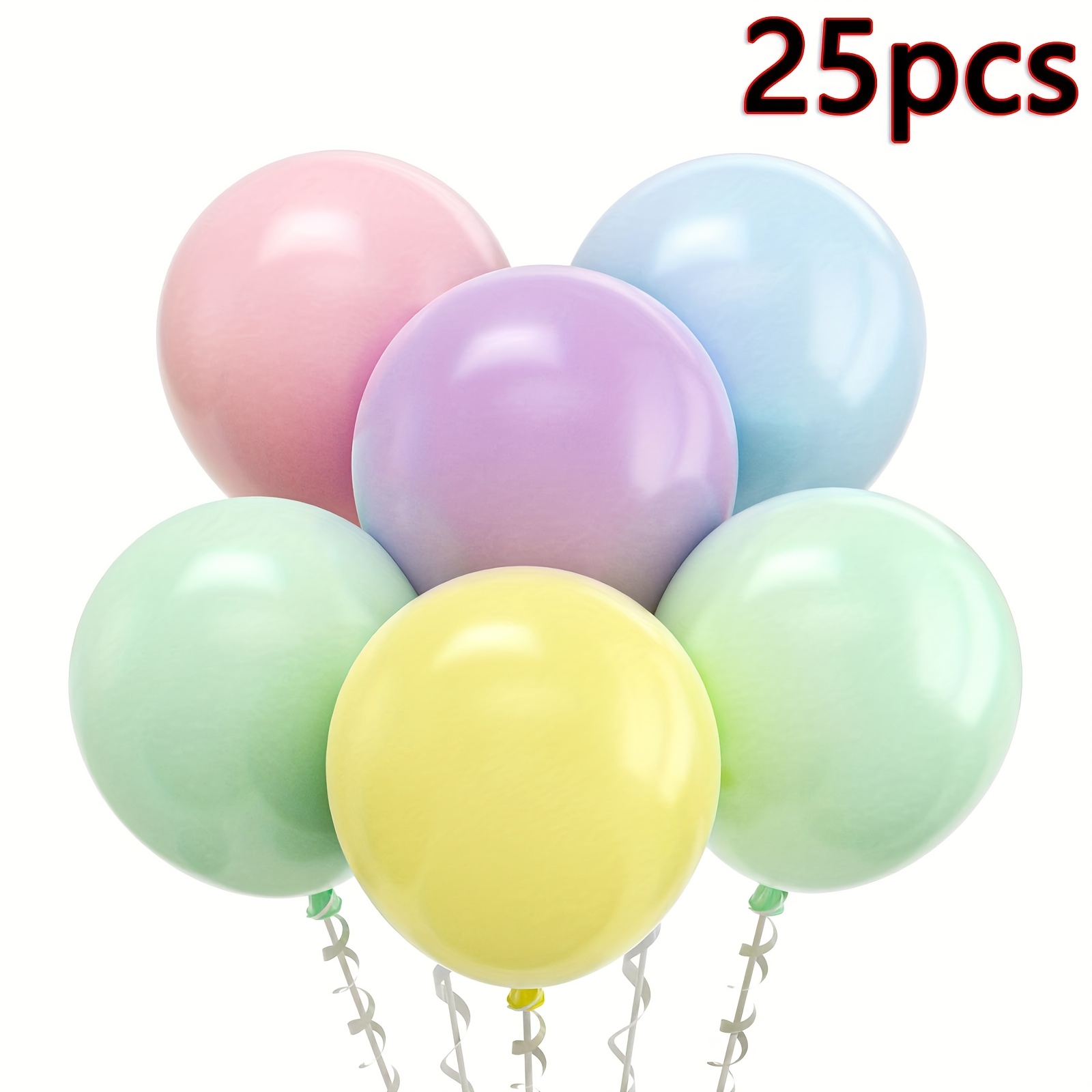 25pcs Assorted Pastel Latex Balloons Kit Party Balloons, 10-inch Helium Balloon Set With Ribbon, Perfect For, Birthday, Wedding, Anniversary, Holiday Decoration, Rainbow Theme Party Decorations