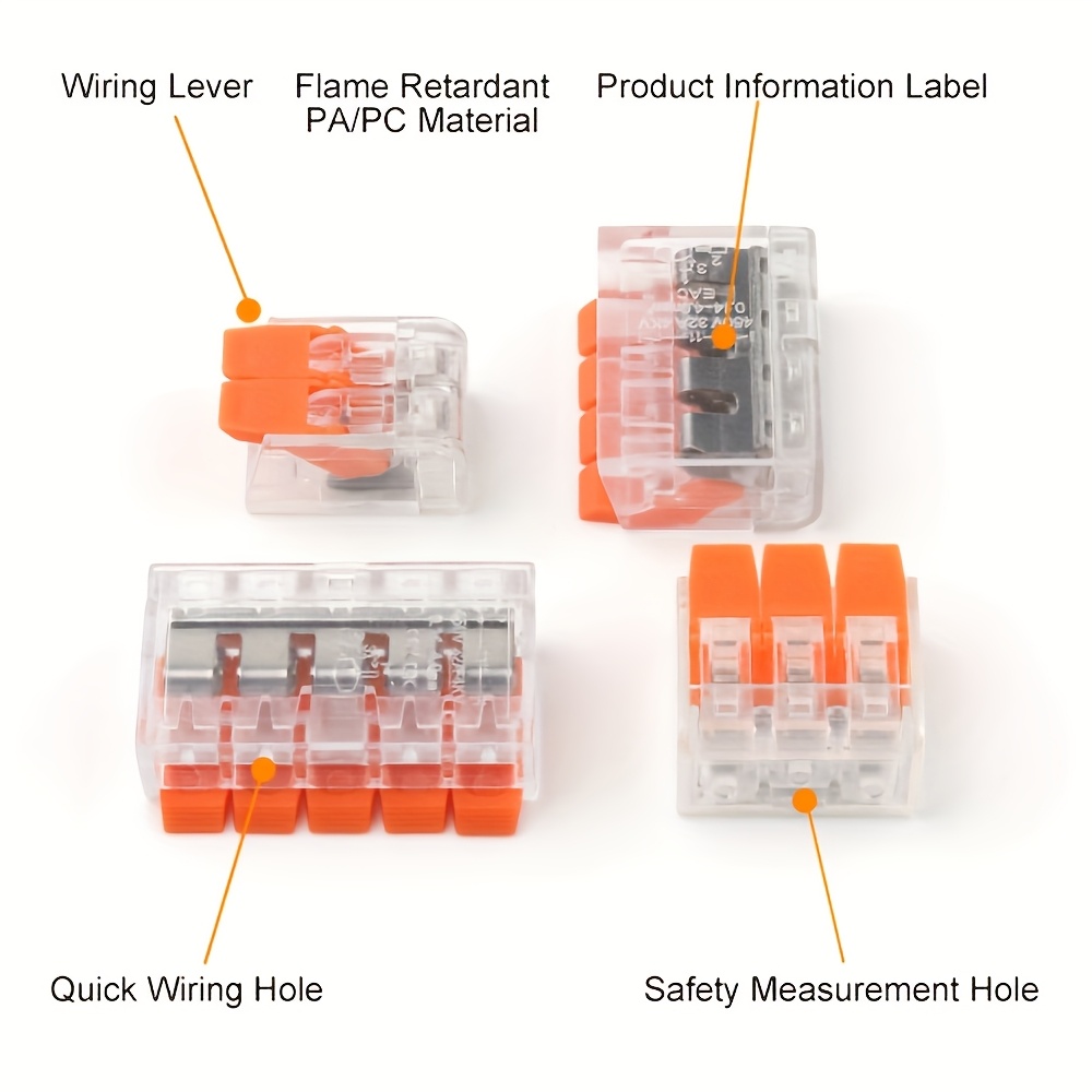 75 80 90pcs orange quick connect electrical terminal blocks 250v 32a durable copper alloy ideal for wiring and device connections cable end terminal blocks     copper alloy connector Product details 4