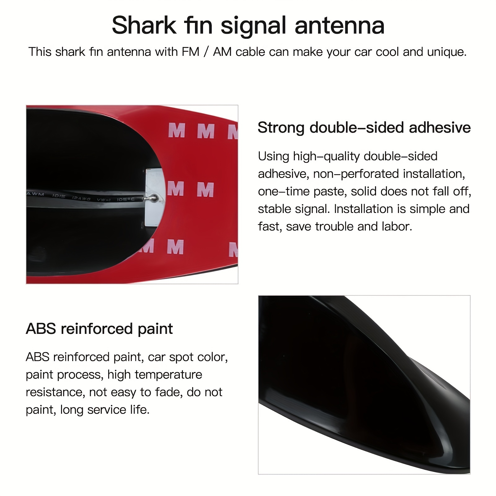  Shark Fin Antenna Cover for Car, Automotive Top Roof