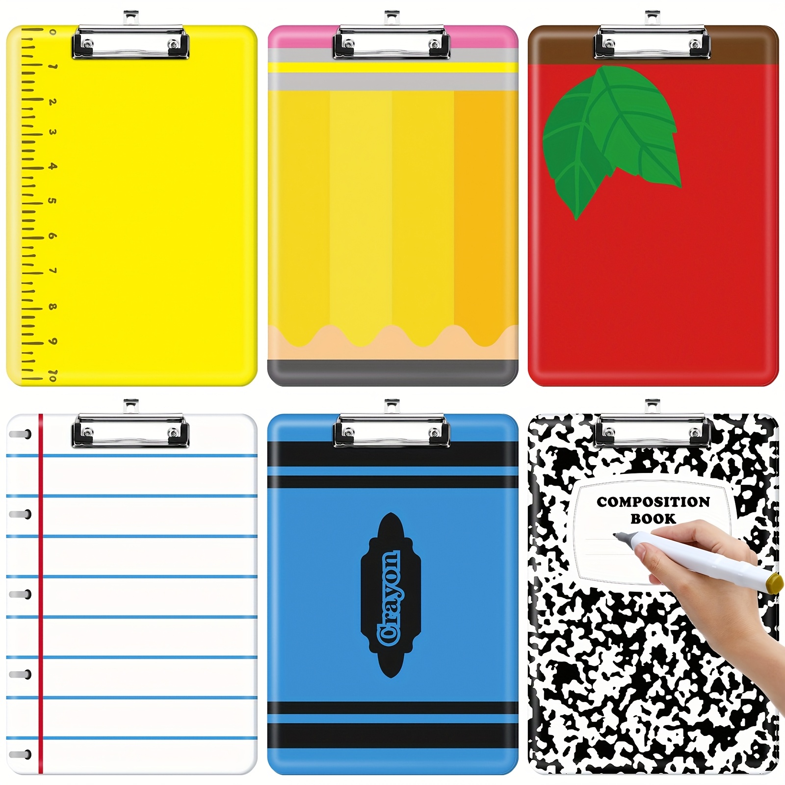 TEMU 6pcs Christmas Teacher Clipboard Bulk Teacher Appreciation Gifts 8.7" X 12.6" Preschool Clip Board A4 Size Plastic Clipboard For Christmas