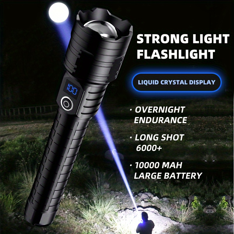 

Led Flashlight, Outdoor , Type-c Fast Charging, 10000mah Battery, 5 , Waterproof, 9.25 Inches, Ultra-strong Beam, Lcd Display