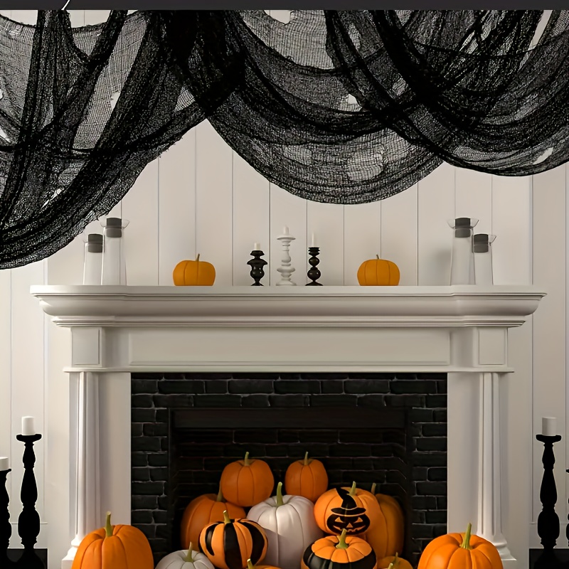 1pc/10pcs Black & White + Spider Web Mesh, Dark Gothic Style with Sheer Fabric and Irregular Netting / Wrinkled Drape Effect for a Lightweight Transparent Look - Perfect Halloween Decor to Create Mystery Atmosphere: Ideal Party Props or Porch Staircase Adornment