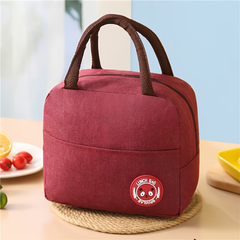 1pc oxford cloth insulated lunch bag thermal bento box tote with aluminum foil lining square hand washable lunch box carrier for students details 14