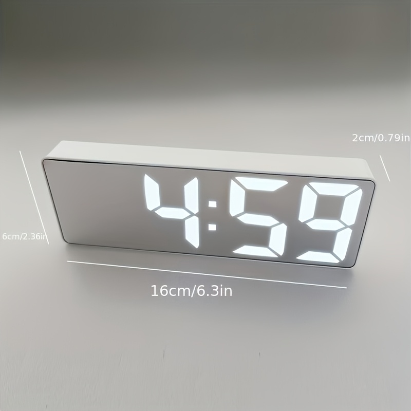 TEMU Contemporary Led Featuring Adjustable Brightness, Date, And Temperature Readings - Usb-powered Rectangular Alarm Clock For Home Or Office Decor,