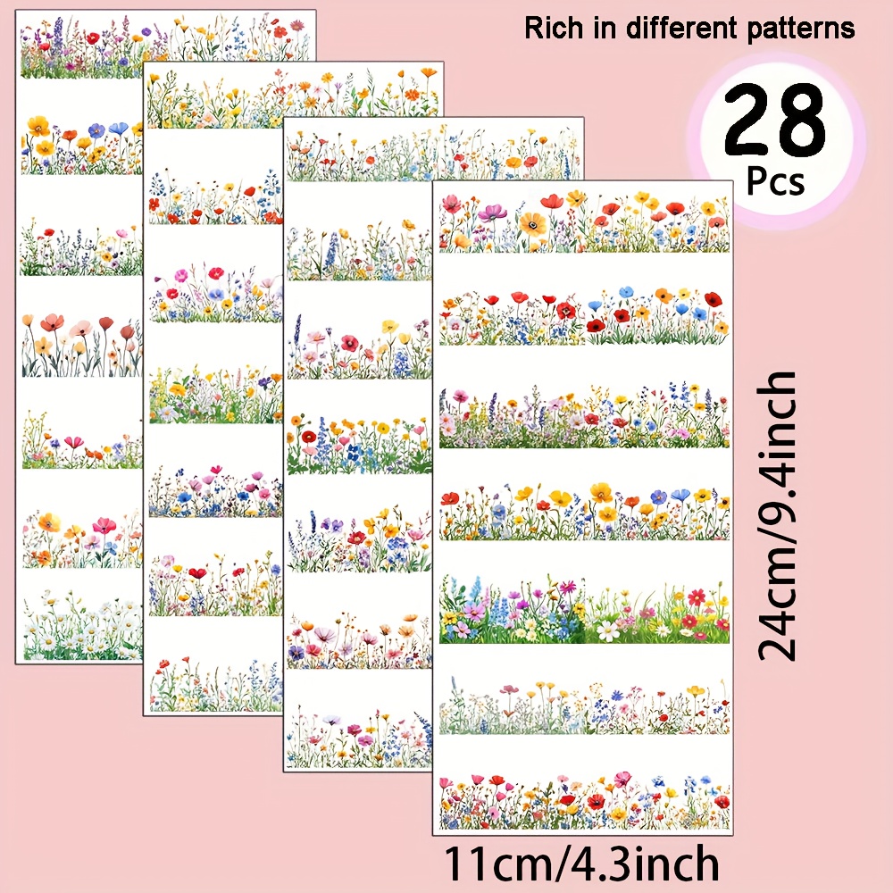 28pcs Watercolor Wildflowers Rub On Transfer Stickers Decals Set - Versatile & Durable For Furniture, Glass, Diy Home &