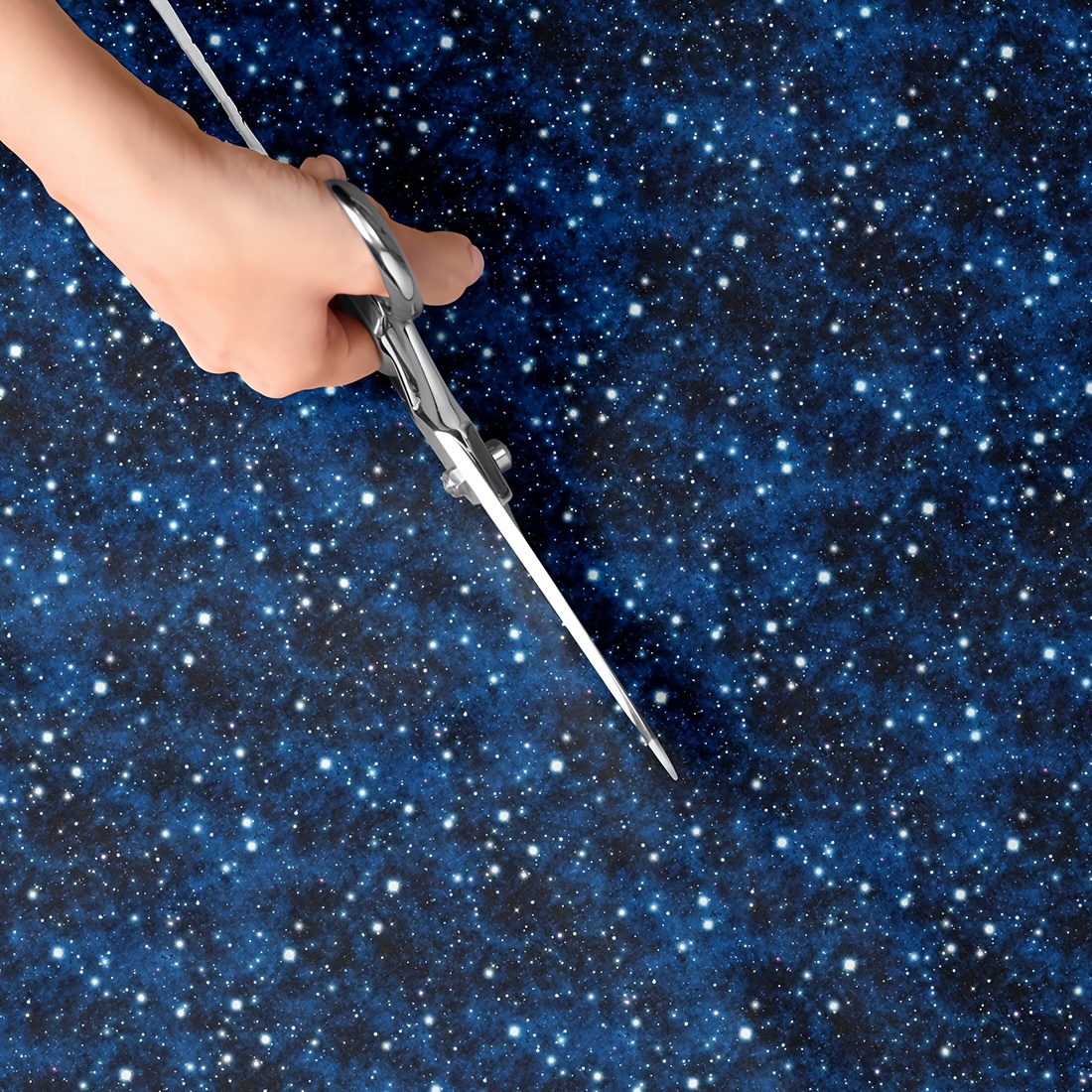 TEMU 1pc Galaxy Themed Print Fabric - 59 X 19.68 Inches (150 X 50 Cm) Pre-cut Polyester Fabric With Blue Sky Nebula Star Patterns - Suitable For