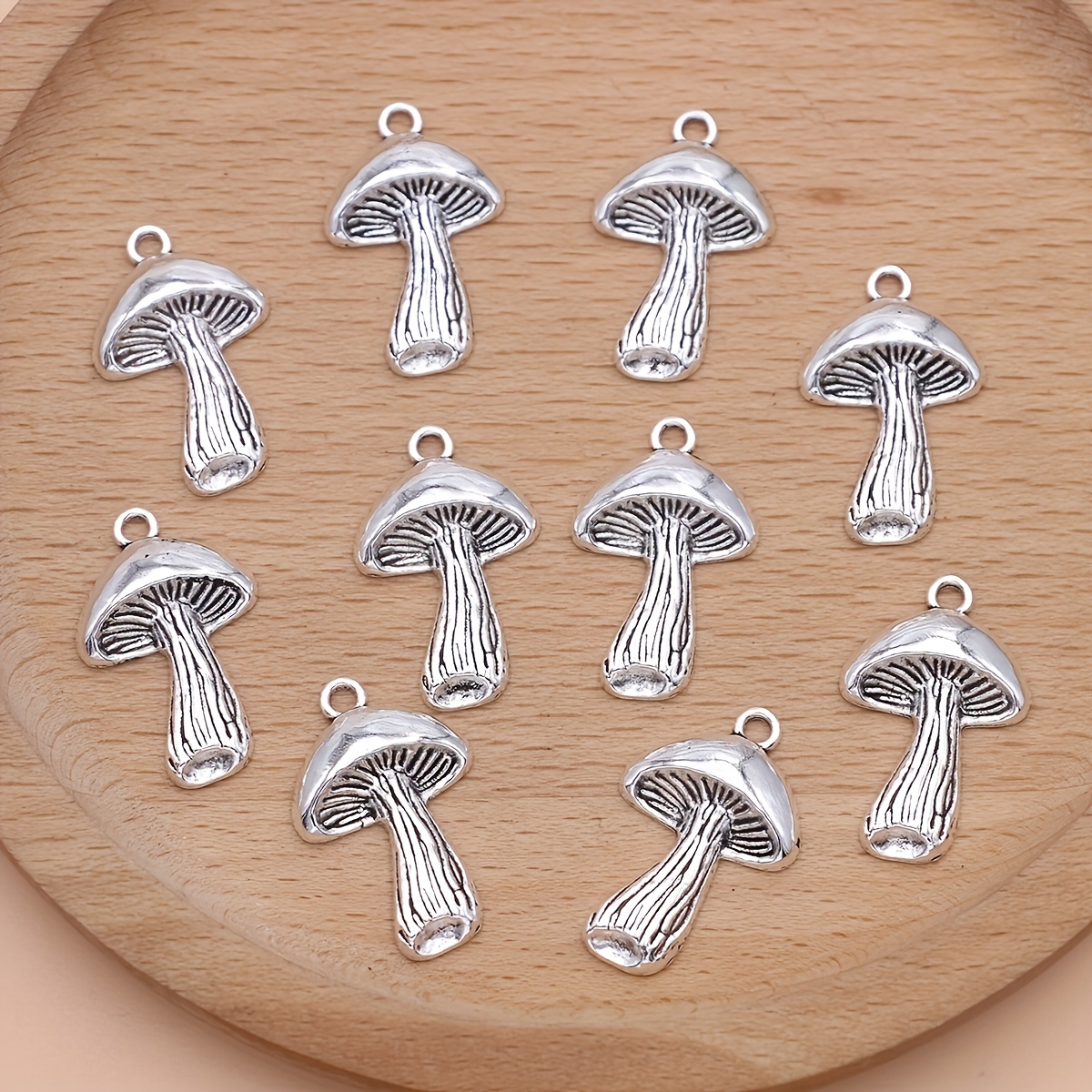 Image of [popular ] 10pcs Alloy Mushroom Charms - Perfect For , Necklaces, Earrings & Keychains