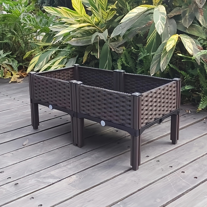 TEMU Jardinière de balcon grande capacité à 1/2/4 compartiments, idéale pour légumes et fleurs - avec pieds surélevés pour prévenir la pourriture des