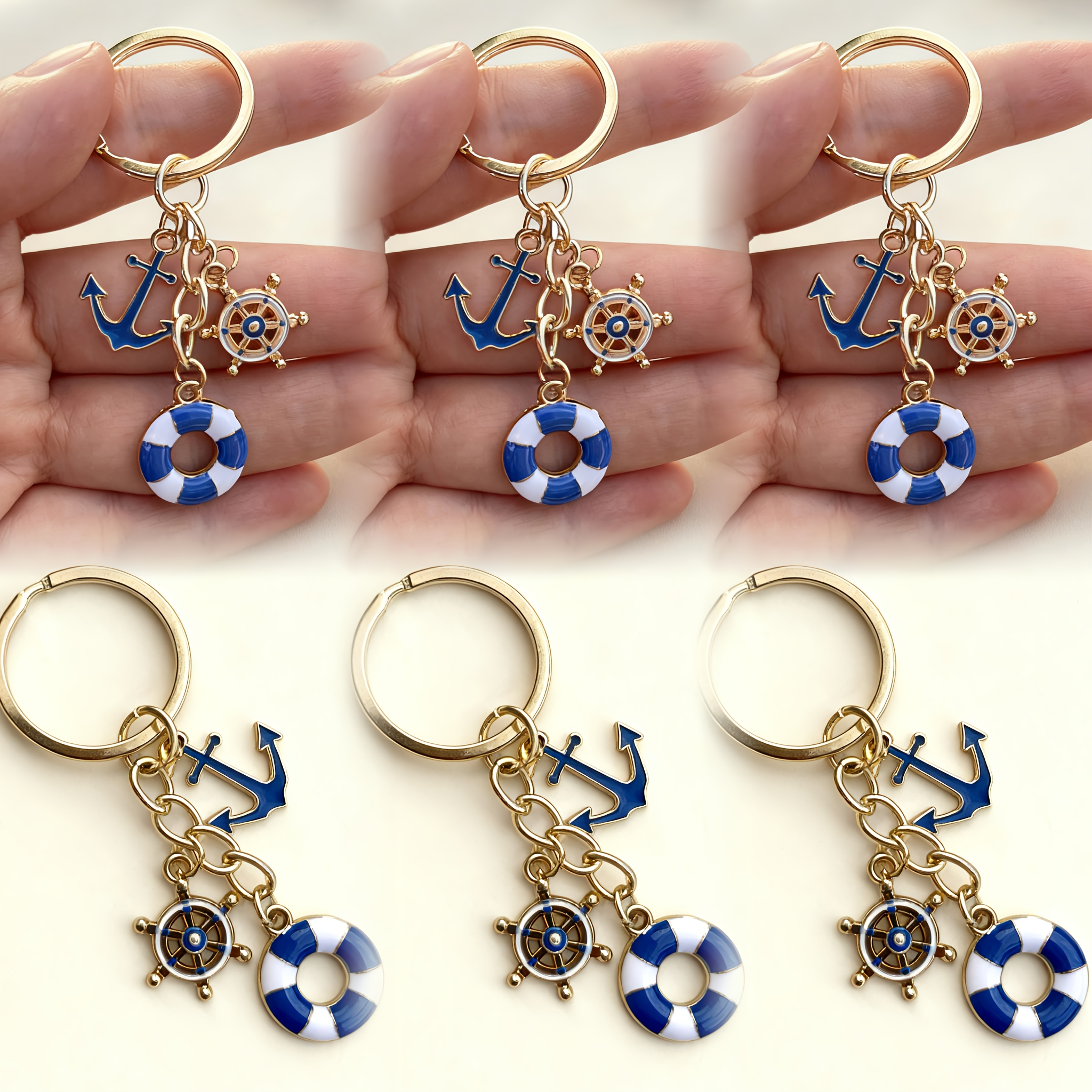 TEMU Ensemble de porte-clés Série Océan, 1pc/6pcs, porte-clés tendance conçus avec du matériau en de , adaptés à la décoration de sacs de tous ,