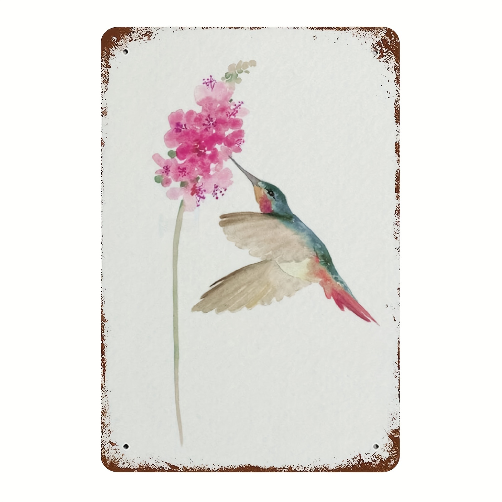 Colorful Hummingbird And Lavender Plum Blossom Temporary Bird