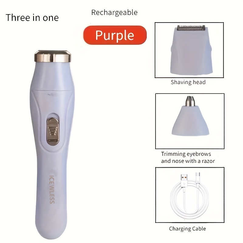 3 in 1 electric epilator set usb rechargeable face trimmer nose hair trimmer bikini armpit leg hair nose hair remover for men and women details 4