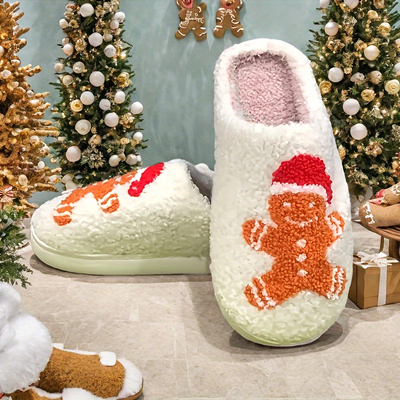 zapatillas de casa con estampado navideño, y acogedoras