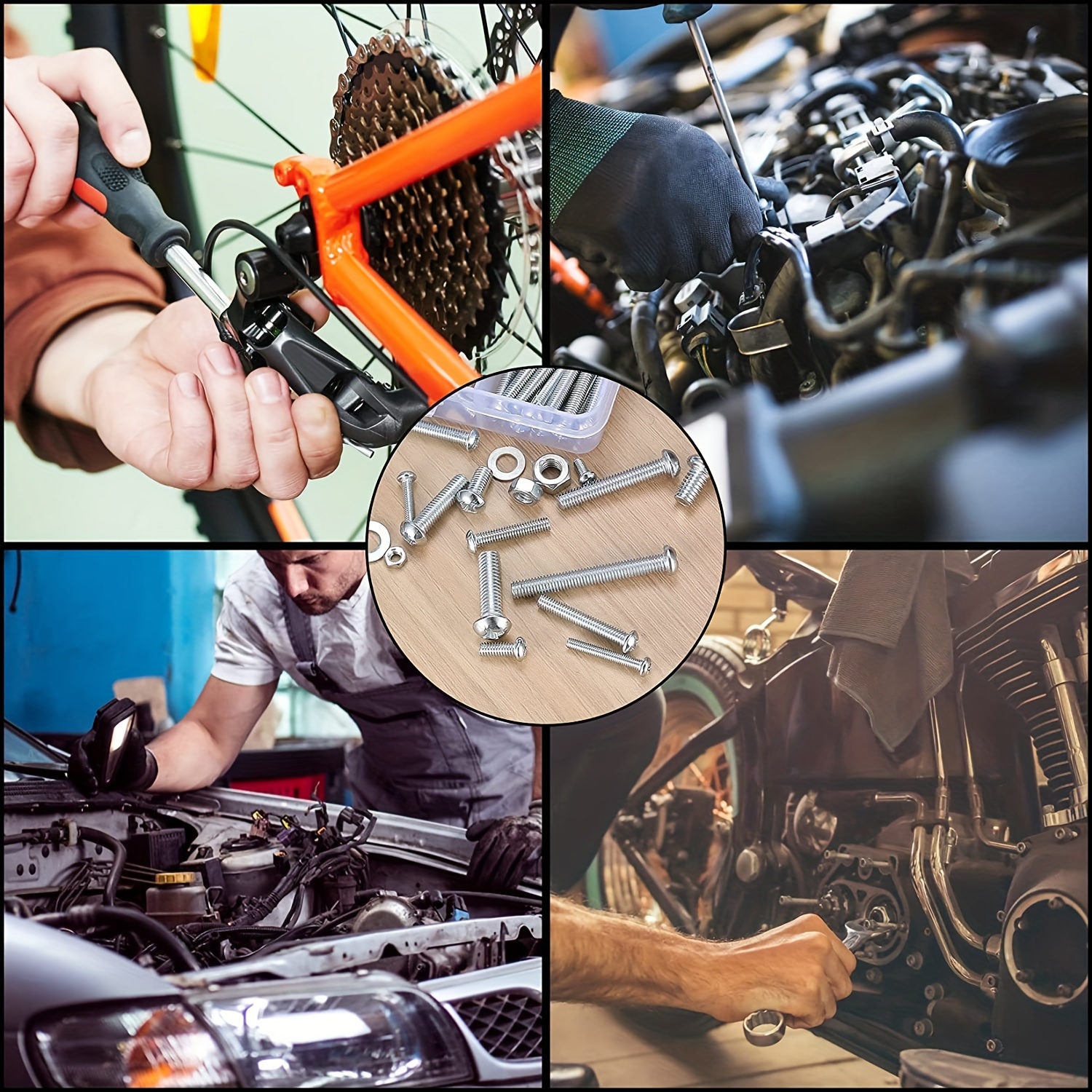 1000 piezas, juego de tornillos, pernos y tuercas, tornillos y tuercas métricas y fregaderos planos, juegos de pernos con cabeza redonda cruzada y ranurada M3/M4/M5/M6