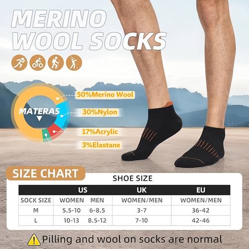 3 pairs merino wool ankle socks for men and women breathable compression thick cushioned athletic running hiking low cut no show socks