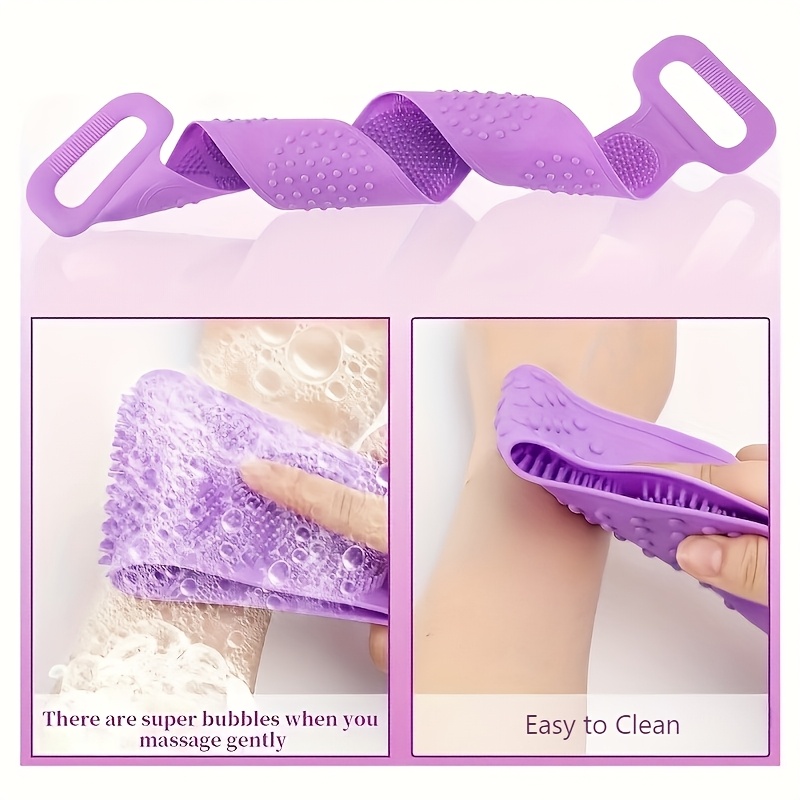 2 Pack Extra Long Silicone Body Scrubber Set, Deep Exfoliating