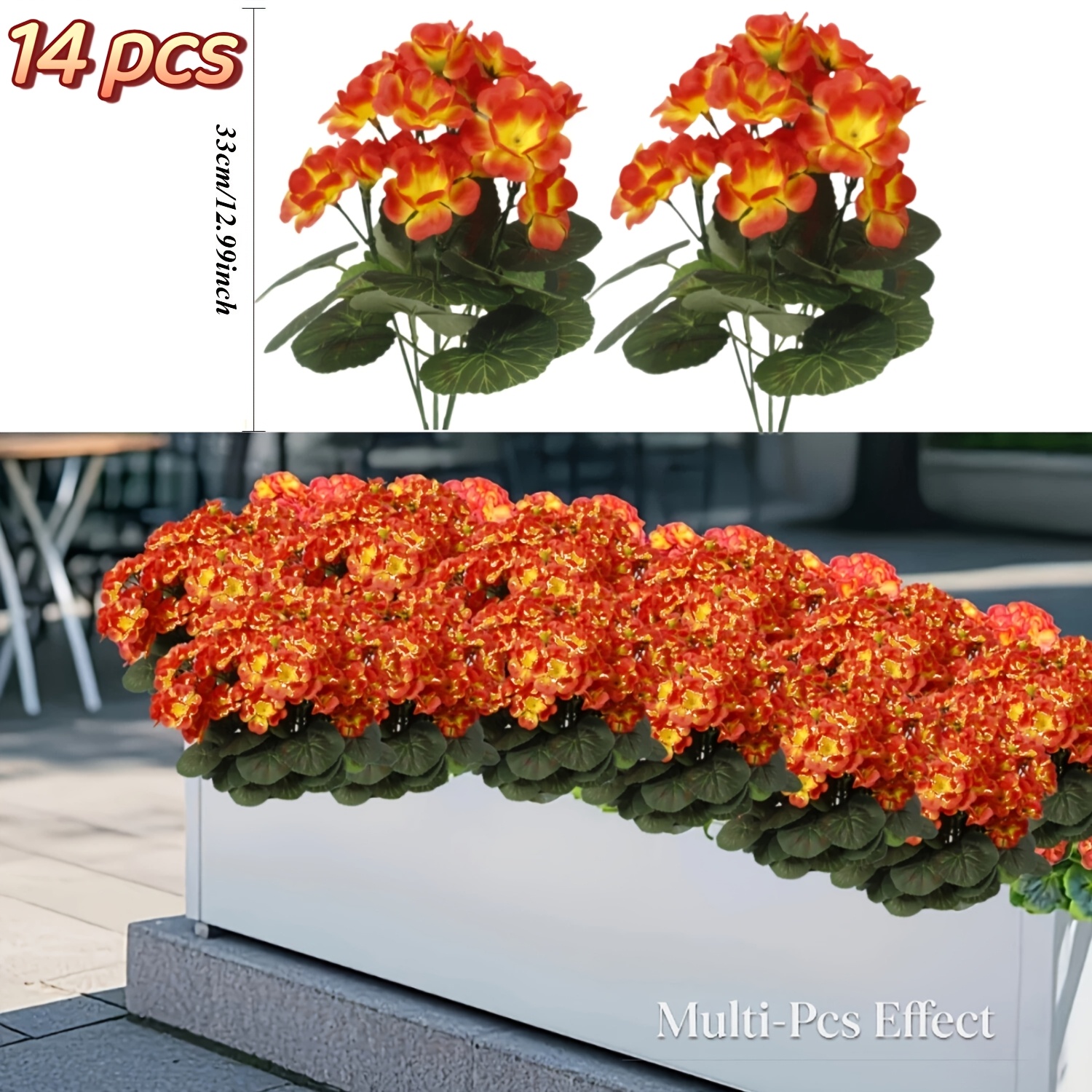TEMU 70 Flowers = 14 Uv-resistant Tulips - Vibrant Autumn Orange Blossoms With Green Leaves, Suitable For Indoor And Outdoor Decoration, Perfect For