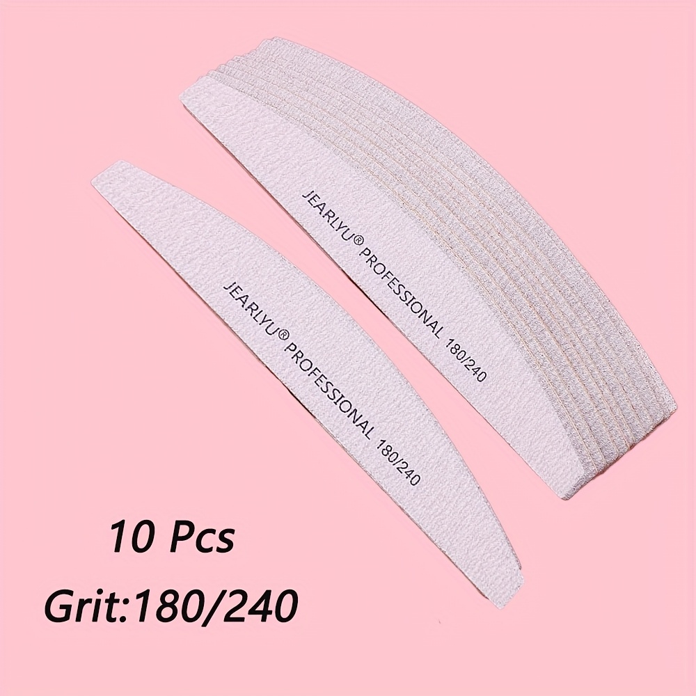 10pcs Double-Sided Grey Sandpaper Nail File Blocks, Grit 100/180/240