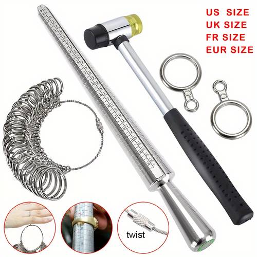 ring size kit finger gauge size jewelry 1xjewelers rubber hammer 1 sizer 27 models