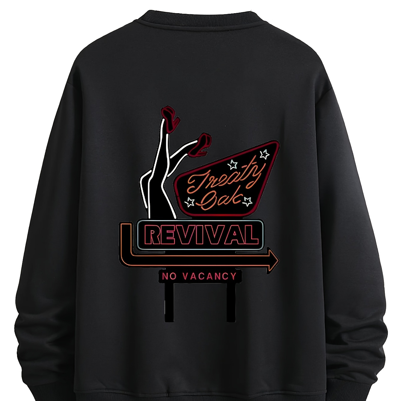 

Revival Round Neck Printed Hoodie, Spring And Autumn Micro Long Sleeved, Patterned Casual Hoodie, , Sports Style, Top