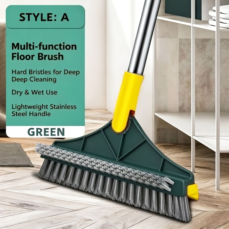 TEMU 3-in-1 Magic Brush Floor Brush Broom Brush Long-handle Household Cleaning Brush Stainless Steel Bathroom Cleaning Brush For Home, Bathroom Brush