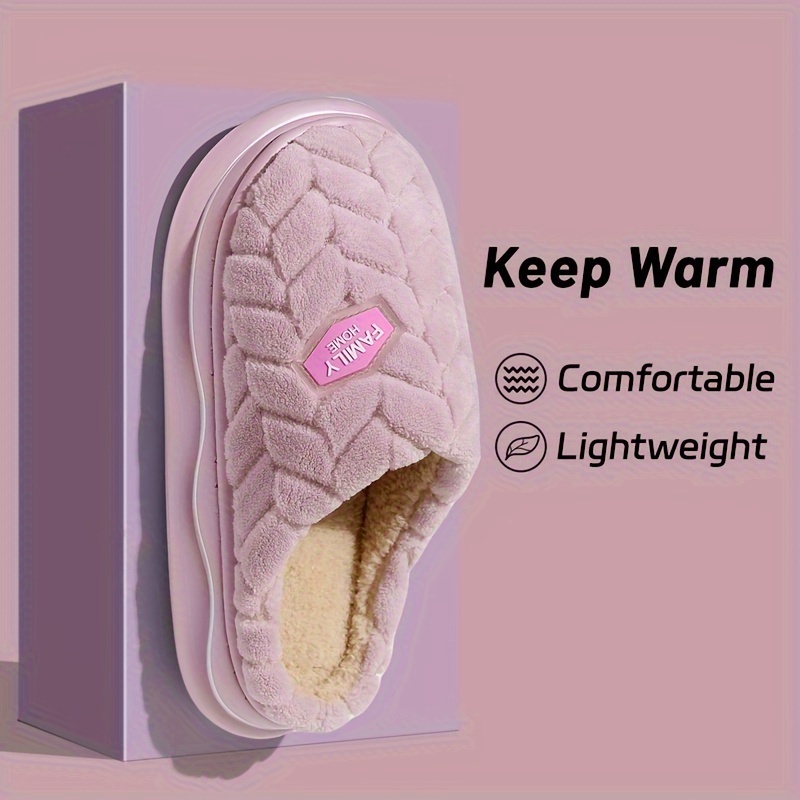 

Cozy Men's Plush Winter Slippers - Warm, Comfortable, Non-slip Eva Sole, Casual Indoor House Shoes With Textured Pink Upper And Cream Fuzzy , House Slippers