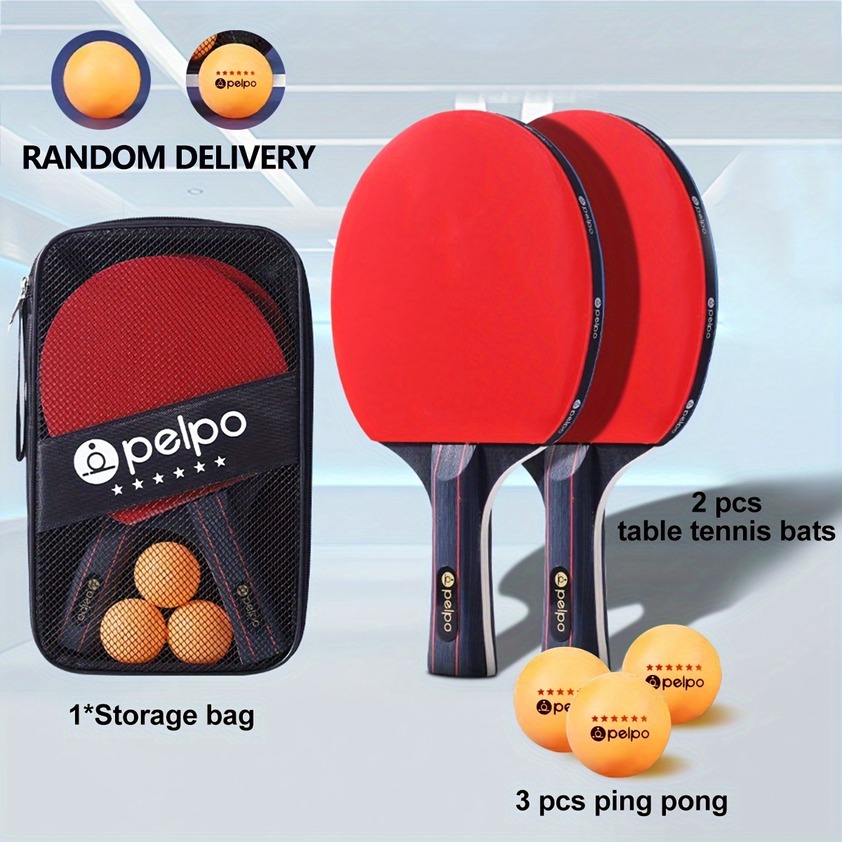 

1 Set Pong Paddle Set For Beginners And Advanced Players -2 Premium Quality Rackets And 3 Balls - Ideal For Professional Tournament Play
