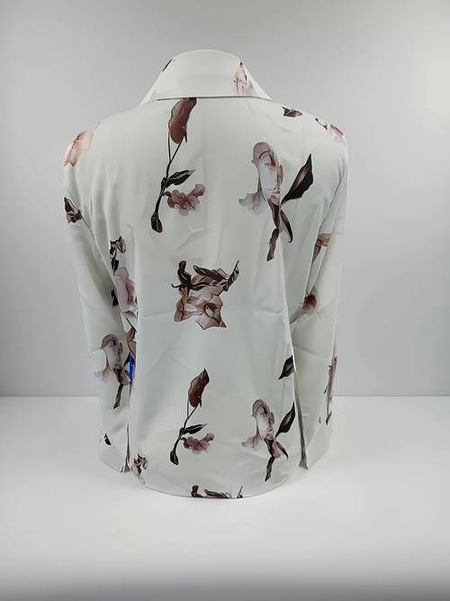 elegant modern satin print blouse with neck long sleeve button up shirt for for casual or formal occasions ladies blouses