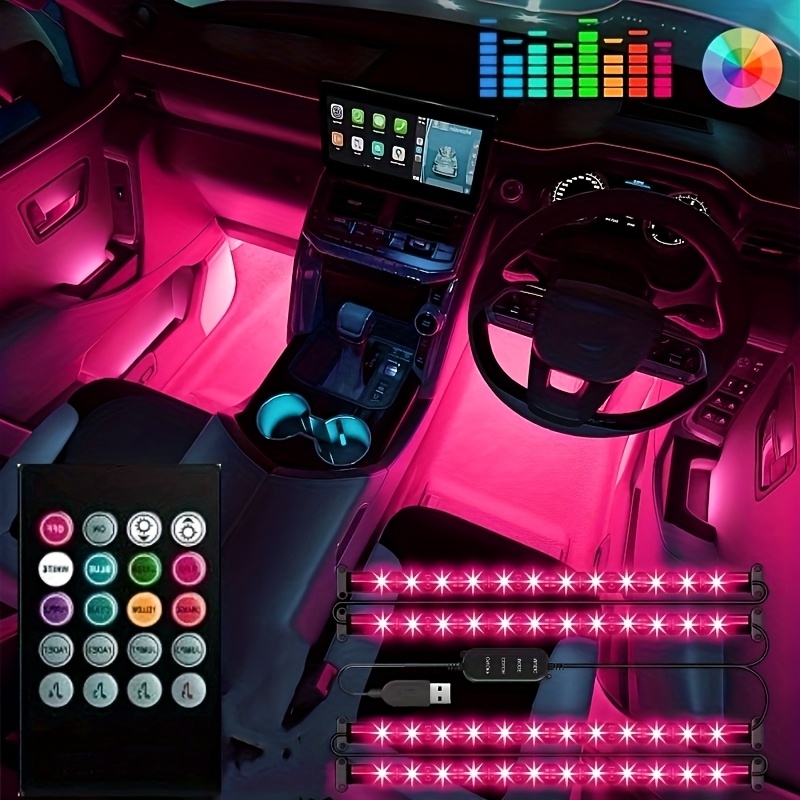 car interior led neon light set 4pcs combination rgb multi - Temu
