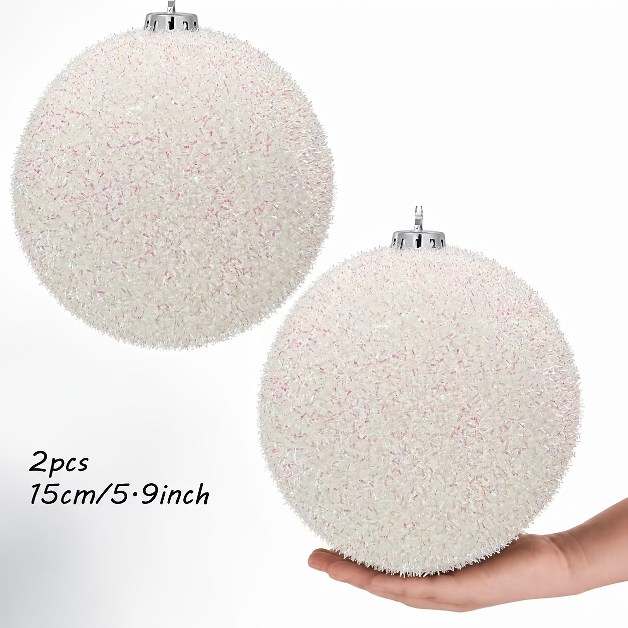 TEMU 2 pezzi, decorazione albero di Natale da 15 cm (pendente in schiuma con paillettes) ornamento a sfera natalizia - festa di matrimonio natalizia