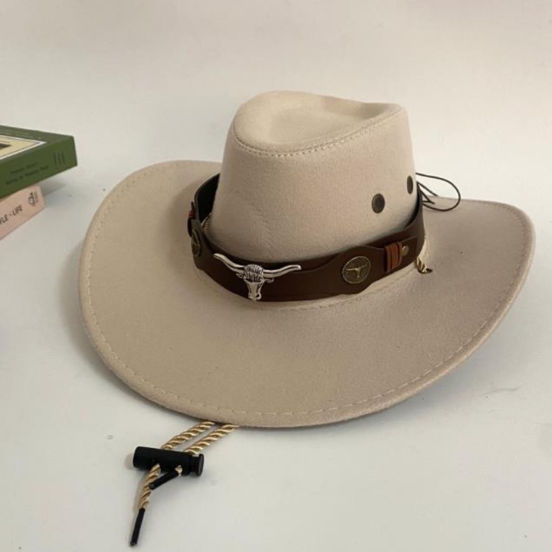 western cowgirl hat adjustable chin strap genuine suede wide  display picture 2