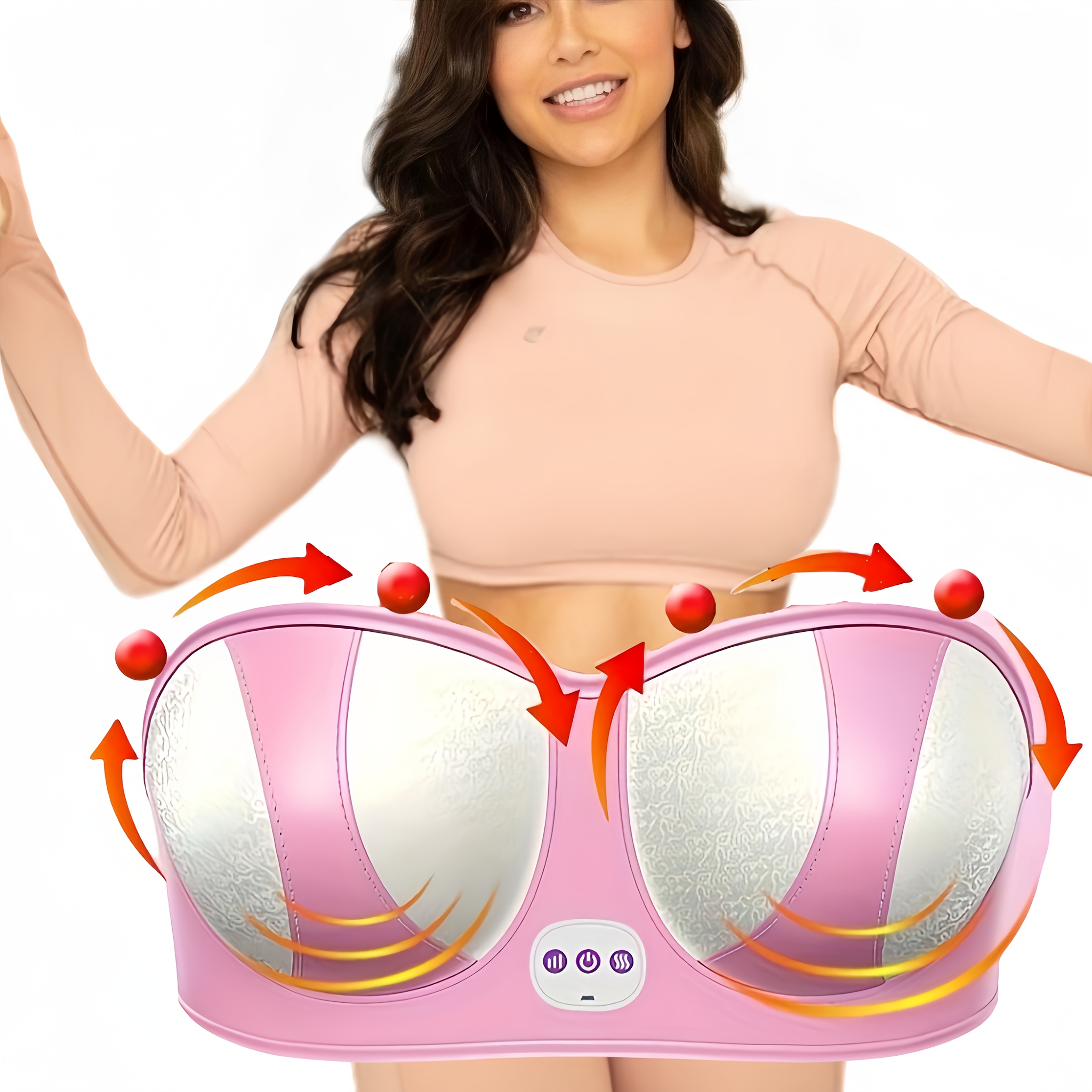 Electric breast massager, multiple vibration modes massage, chest massager with heating, rechargeable chest massager