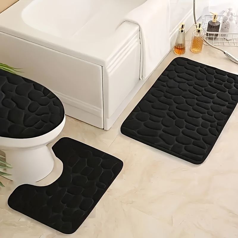 3pcs Juegos Alfombras Baño Alfombra Baño Espuma Terciopelo - Temu