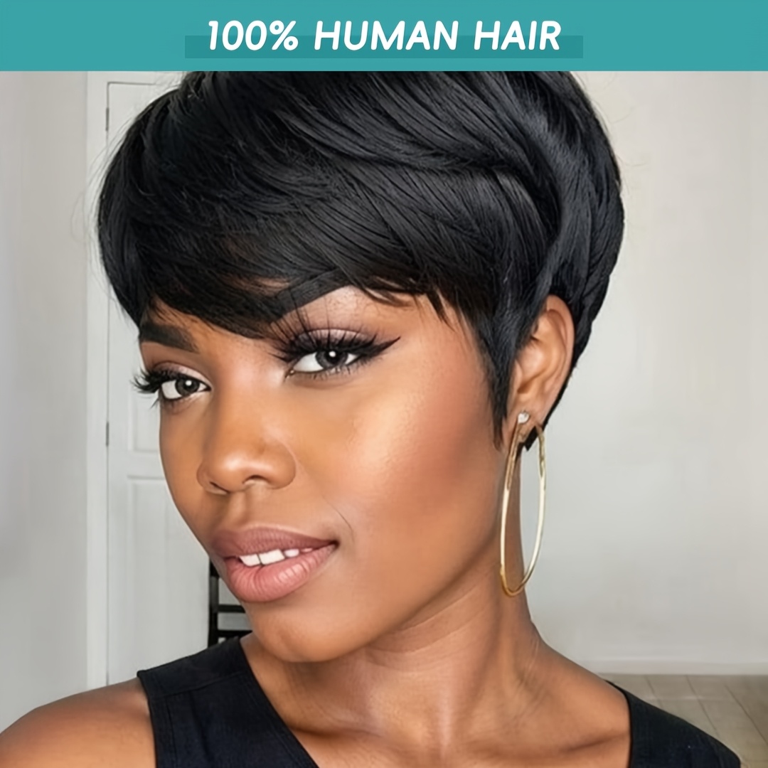 

Hair Cut Human Hair Wigs For Women 6inch Short Straight Human Hair Wigs With Bangs Brazilian Human Hair