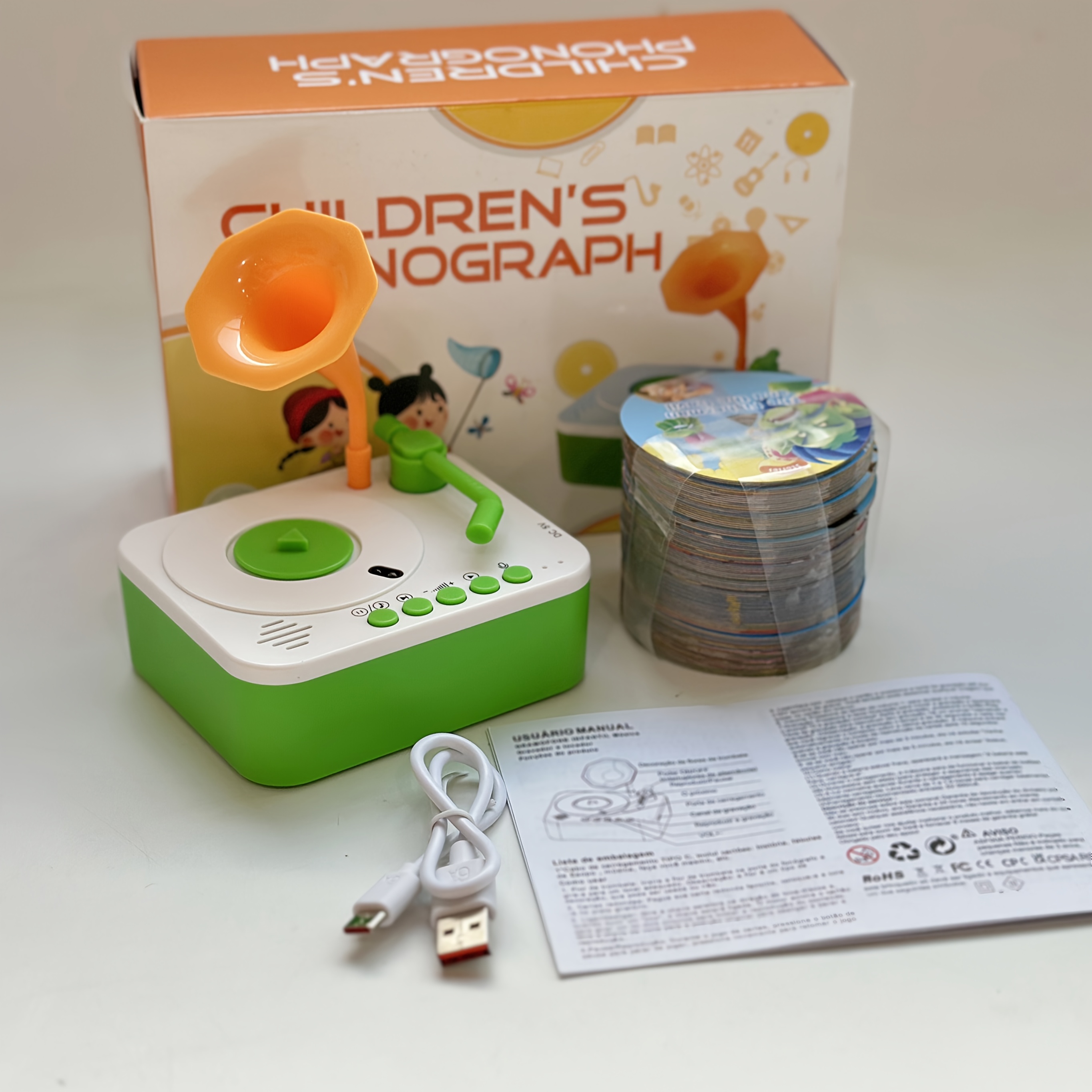 Phonograph Multifunctional Music Player with 96 Learning Cards