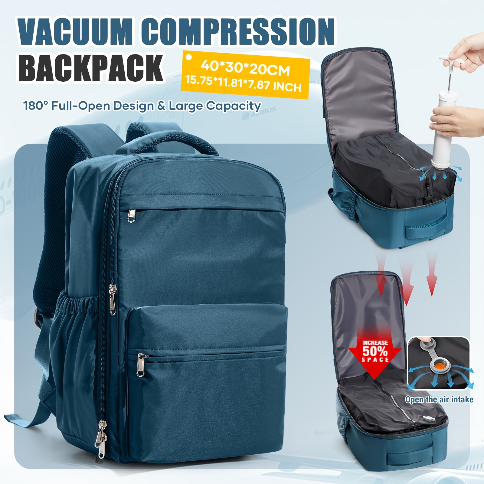 TEMU Laptop Backpack For Men And Women, High-end Portable Backpack For Short Trips, Multi-functional Vacuum Compression Travel Backpack, Carry-on