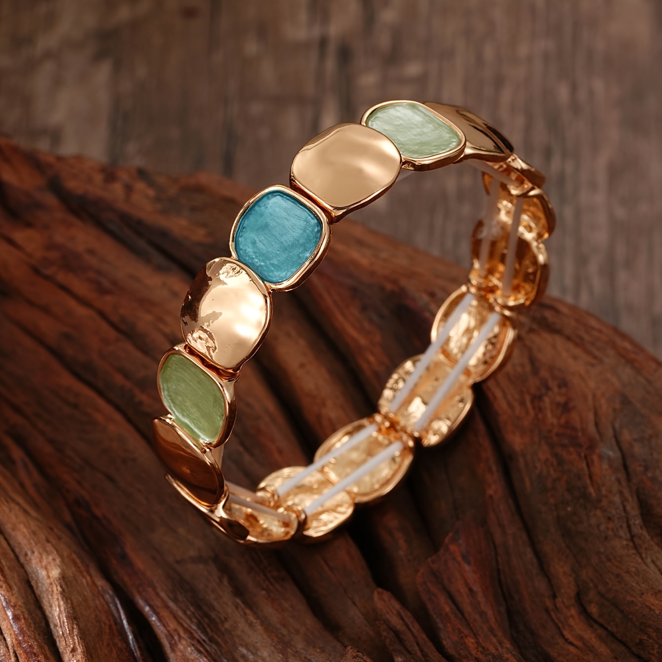 Vintage Geometric Square Bangle Bracelet for Women