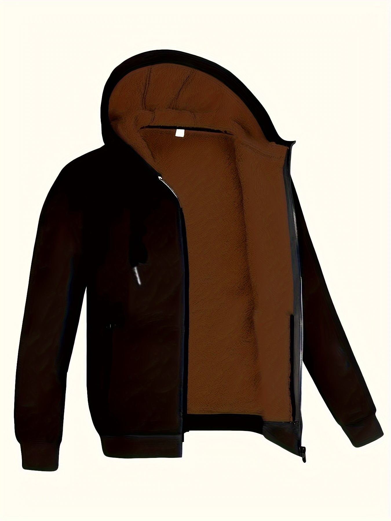 Warm Thick Fleece Lined Coat Solid Color Men's Hooded Jacket - Temu