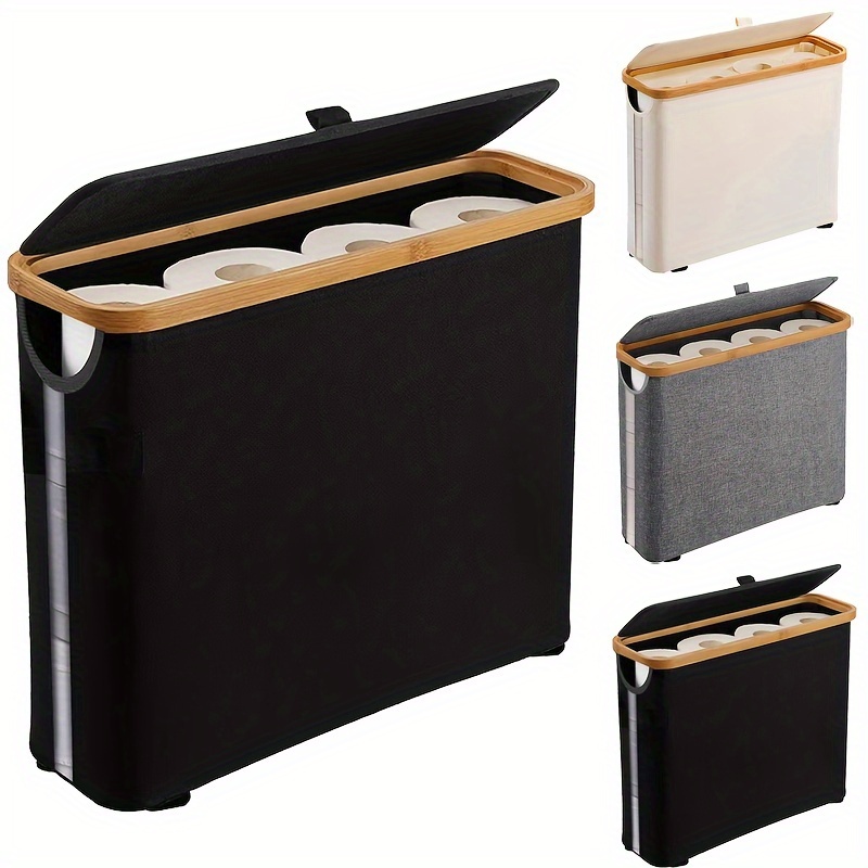 

Bamboo Toilet Paper Holder - Sleek Bathroom Organizer With Storage Basket, Multi-functional Tissue Dispenser For Home & Office