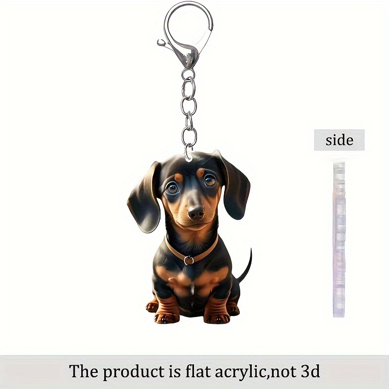 

Acrylic Dachshund Keychain, 2d Flat Cartoon Puppy Decorative Backpack Clip, Festive Accessory For Dog Lovers