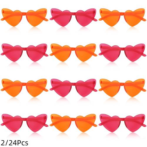 2/24pcs orange cœur lunettes vintage œil de chat pour fête pré-nuptiale cadeaux danniversaire