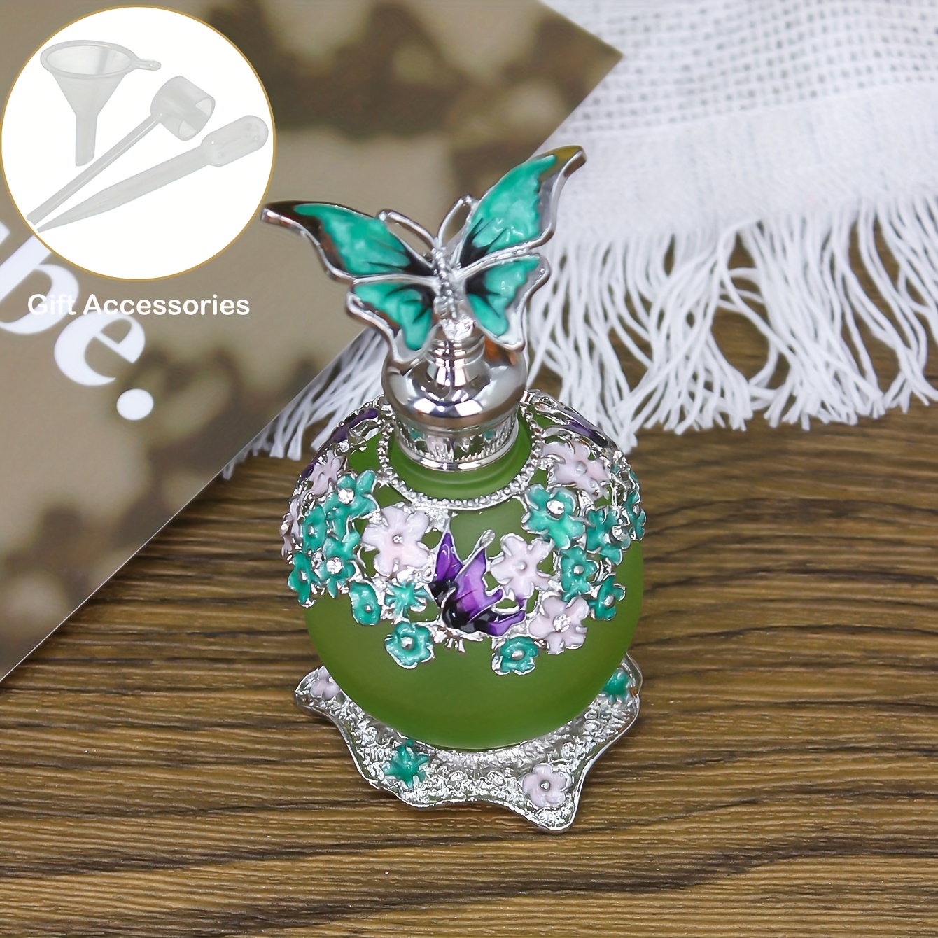 TEMU Vintage Painted , Portable Personal Care Essential Oil Bottle, Arabic Style Decoration/crystal Decoration/dresser Decoration/home