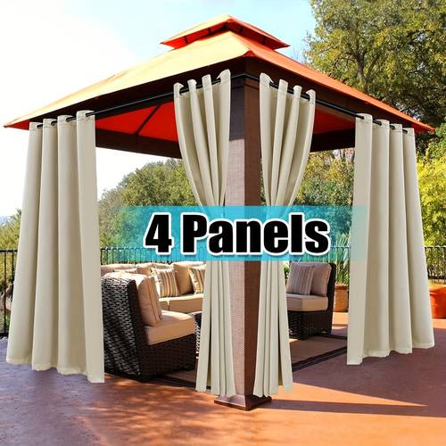 4pcs outdoor curtain set top grommet installation 140 gsm polyester fabric for light filtering uv protection windproof privacy blocking decorative curtain panels woven unlined suitable for patios pergolas and