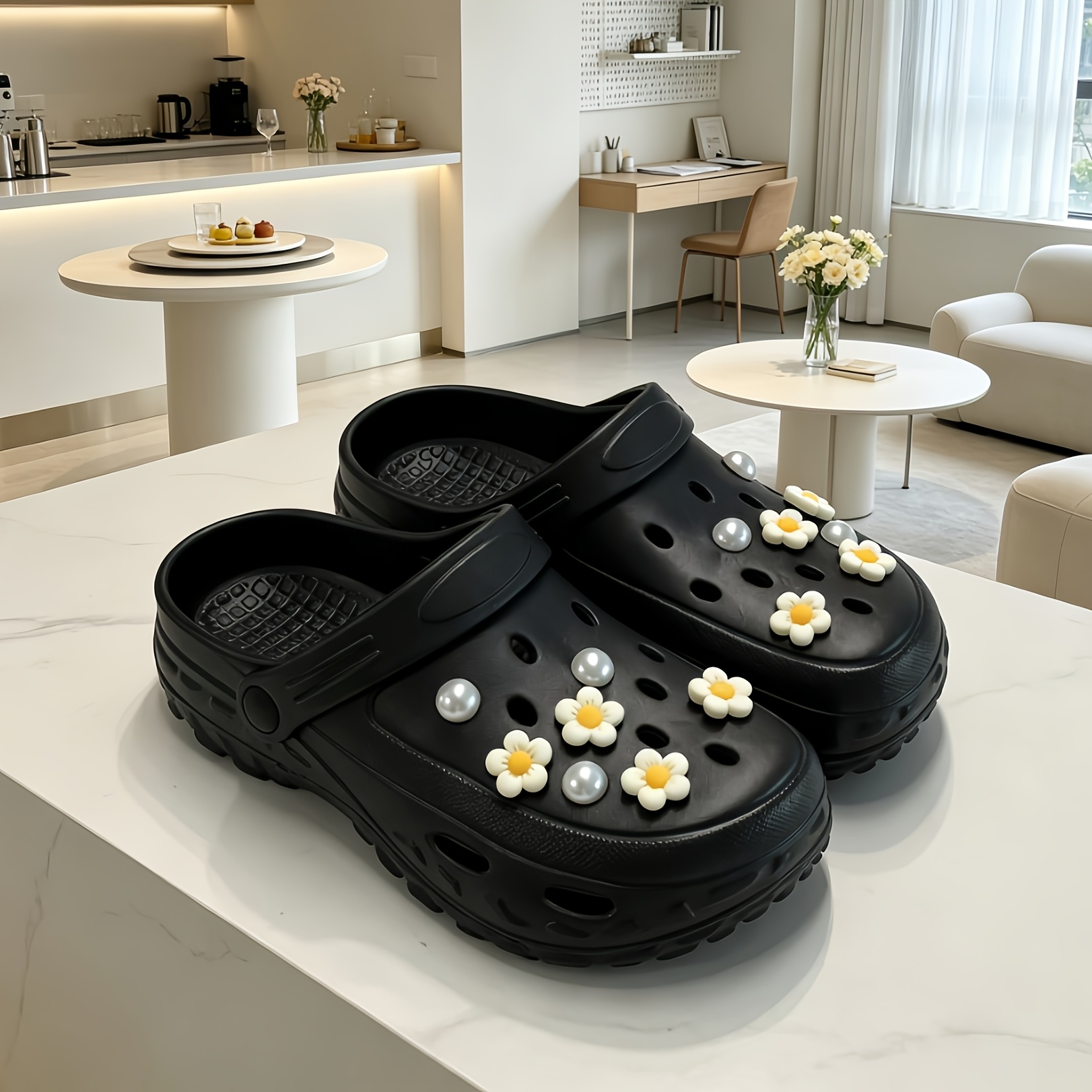 TEMU Recommended: Women's Summer Fashion Casual Shoes, Lightweight Flat-soled Clogs, For Indoor/, With A Perforated Design, Suitable For Garden And
