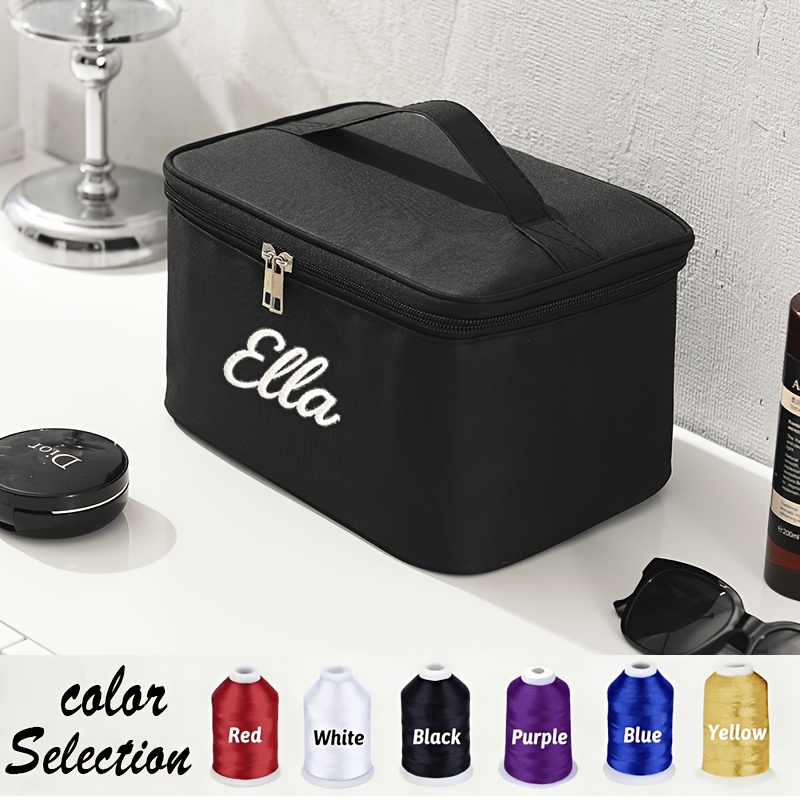 TEMU Custom Personalized Embroidered Name Toiletry Bag, Oxford Cloth Travel Portable Toiletry Bag, Large Capacity Handheld Easy Cosmetic Storage Bag,
